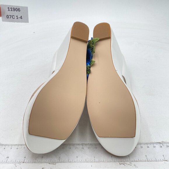 FSJ Blue Floral Cute Platform Wedge Sandal Thong Flip Flop Rhinestone Beach Shoe - Picture 7 of 8